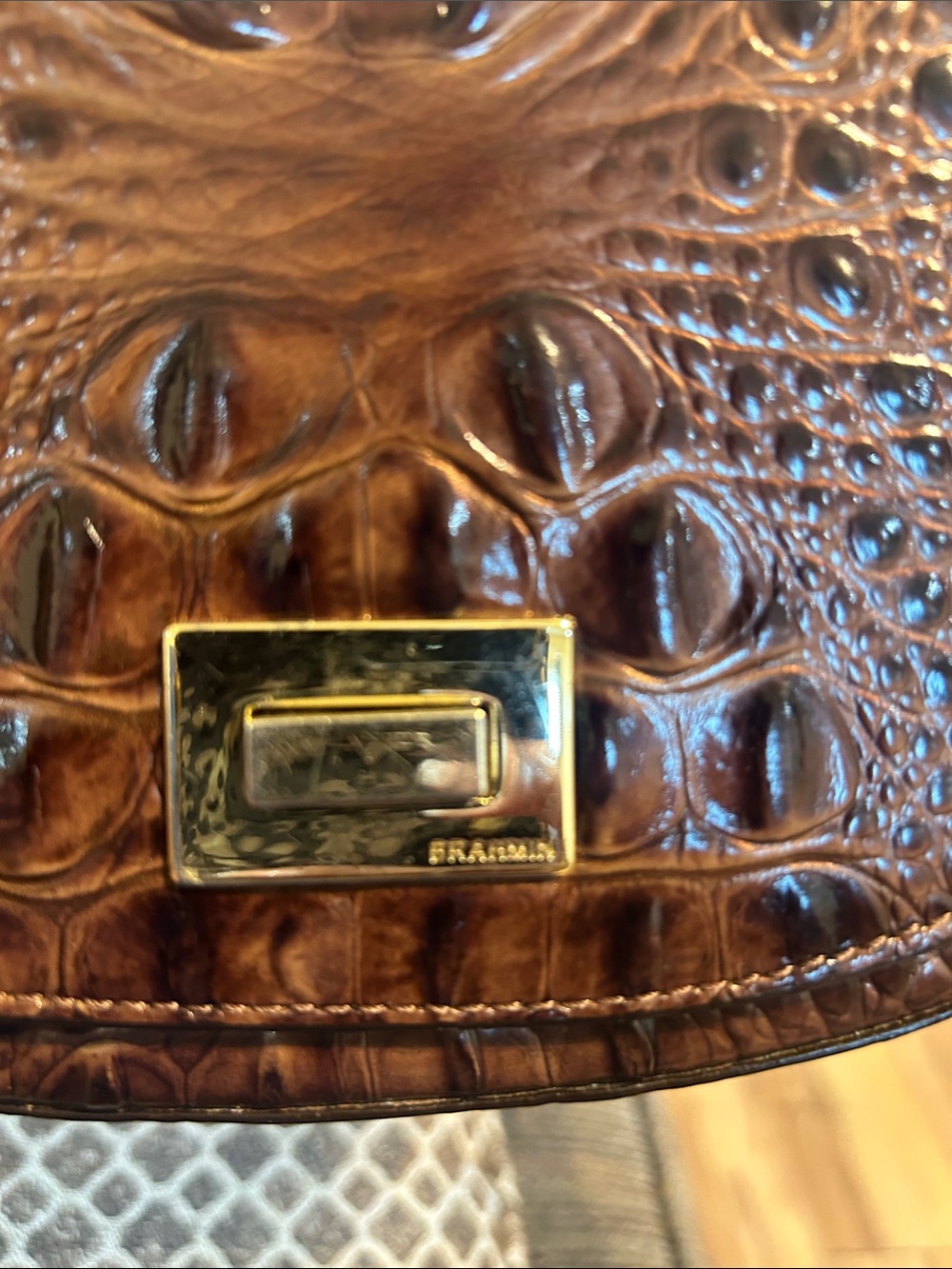 Brahmin Dark Brown Croc-Embossed Leather Crossbody - Picture 3 of 7